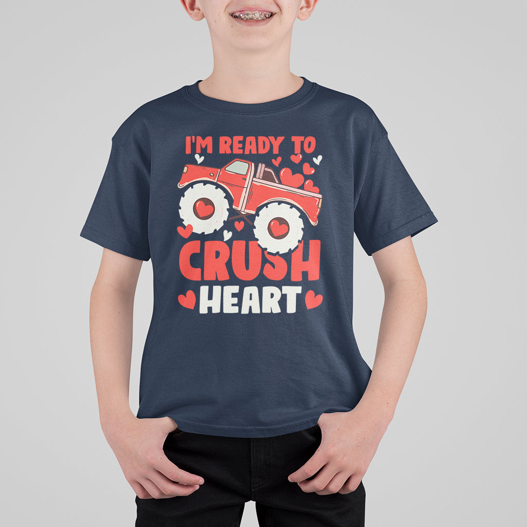 Valentine's Day T Shirt For Kid I Ready To Crush Hearts Monster Truck - Wonder Print Shop