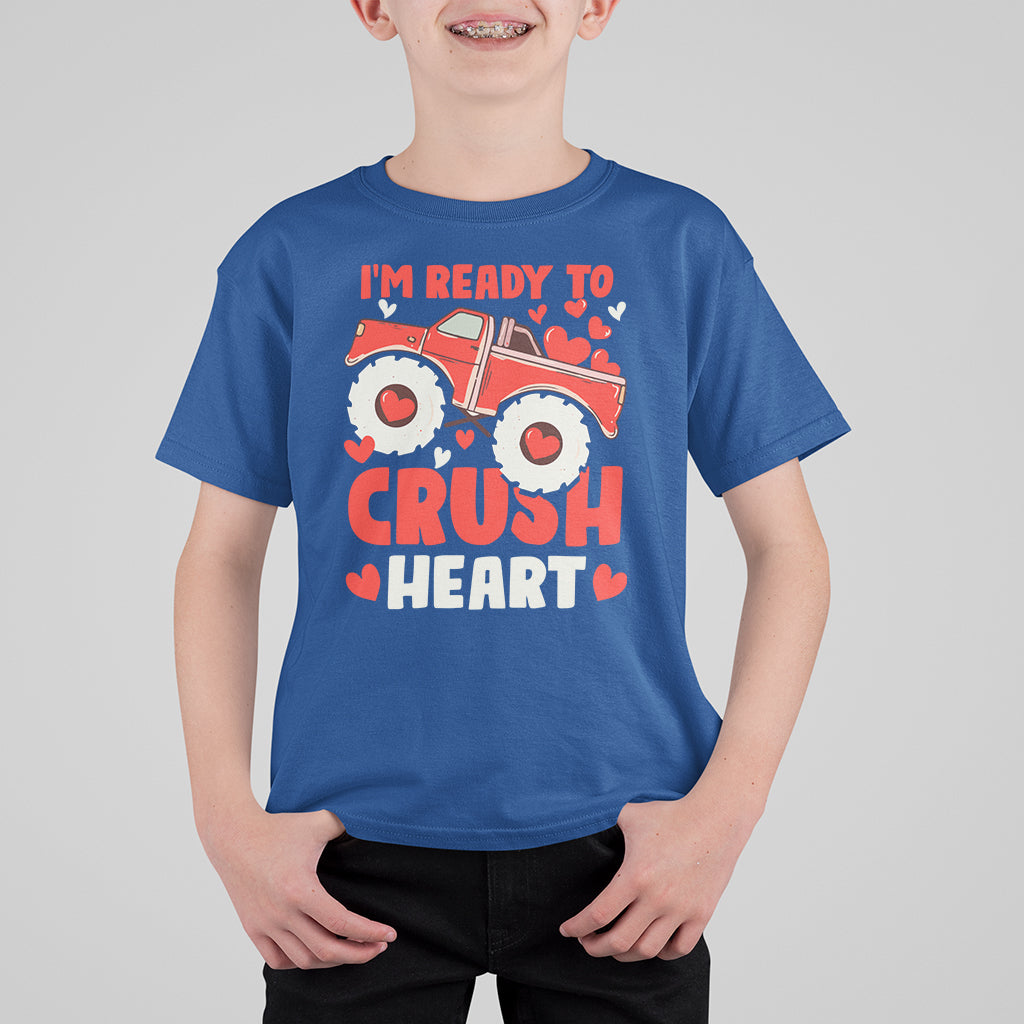Valentine's Day T Shirt For Kid I Ready To Crush Hearts Monster Truck - Wonder Print Shop