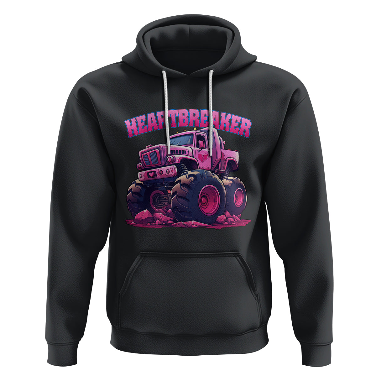 Valentine's Day Hoodie Tractor Heartbreaker Monster Truck Funny - Wonder Print Shop