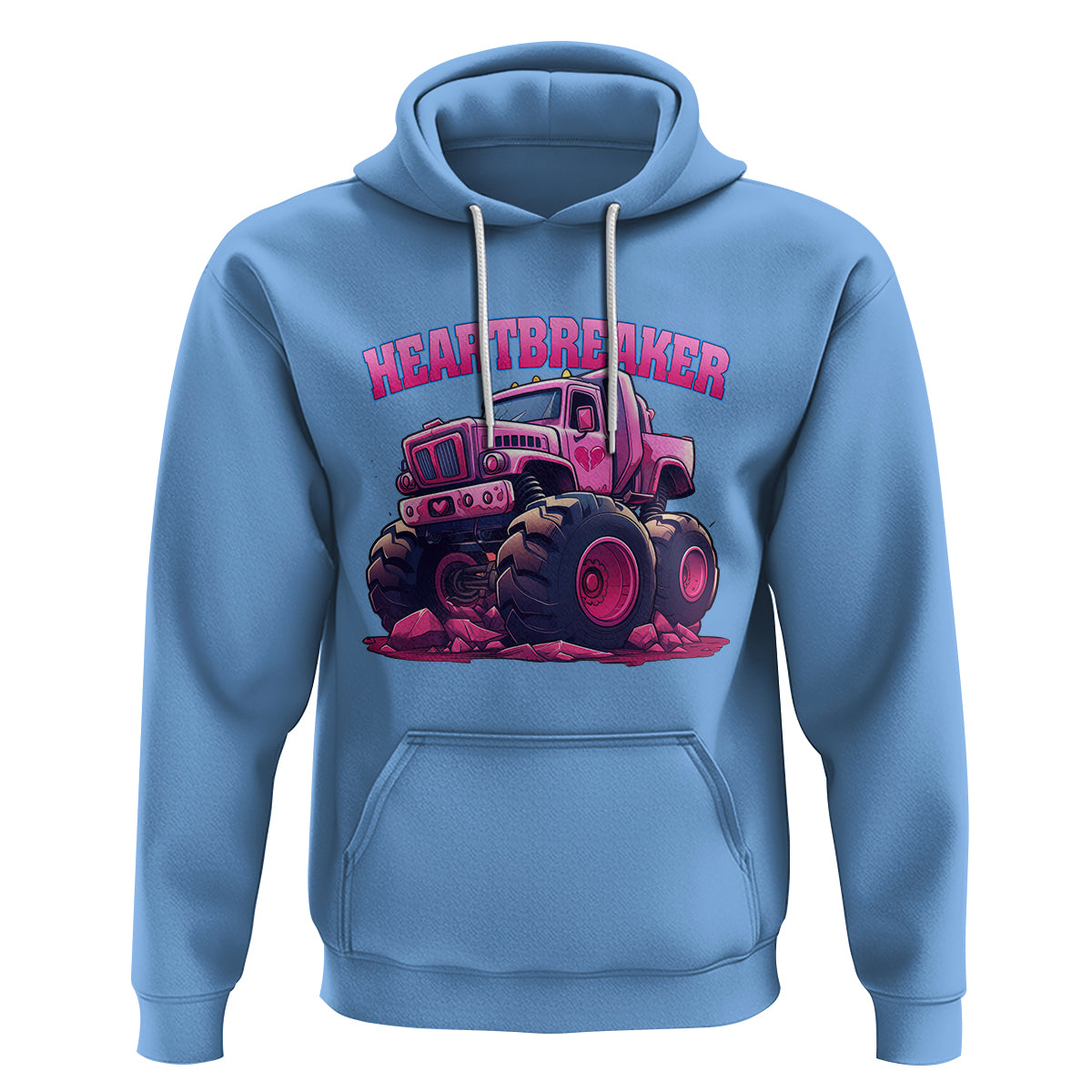 Valentine's Day Hoodie Tractor Heartbreaker Monster Truck Funny - Wonder Print Shop