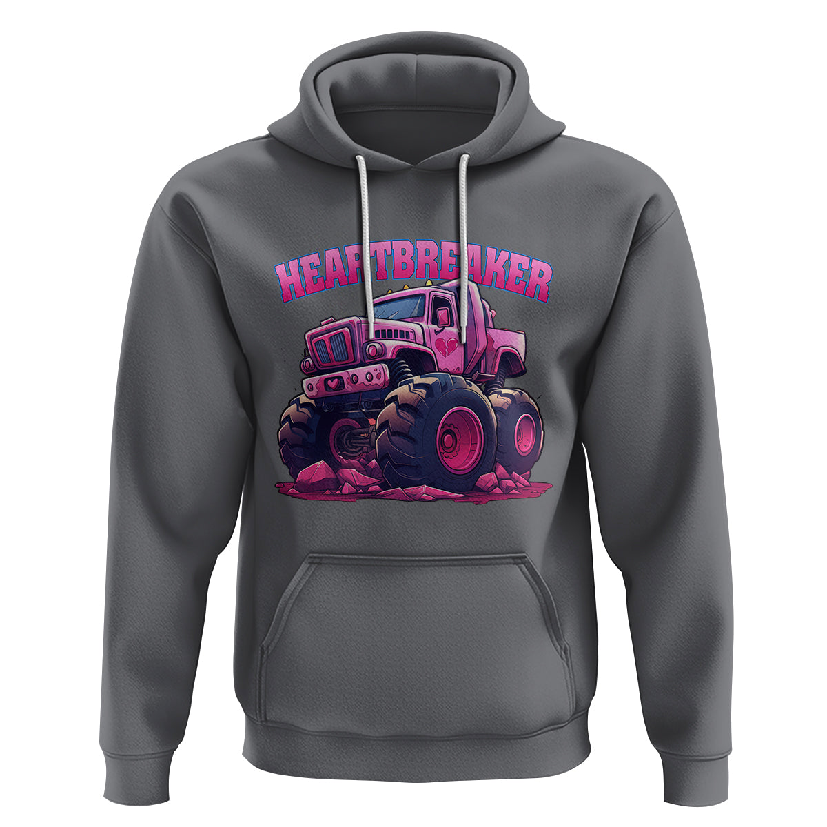 Valentine's Day Hoodie Tractor Heartbreaker Monster Truck Funny - Wonder Print Shop