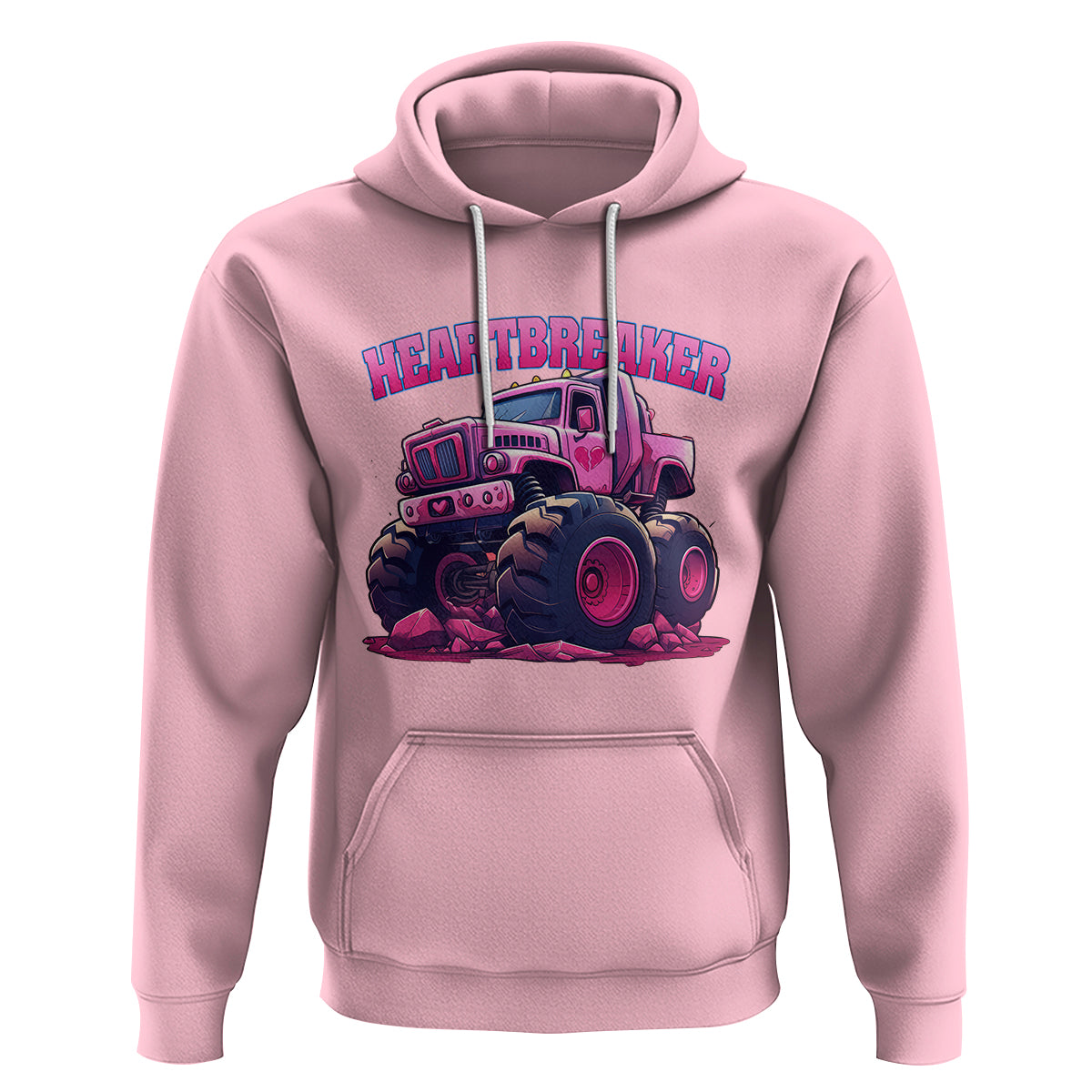 Valentine's Day Hoodie Tractor Heartbreaker Monster Truck Funny - Wonder Print Shop