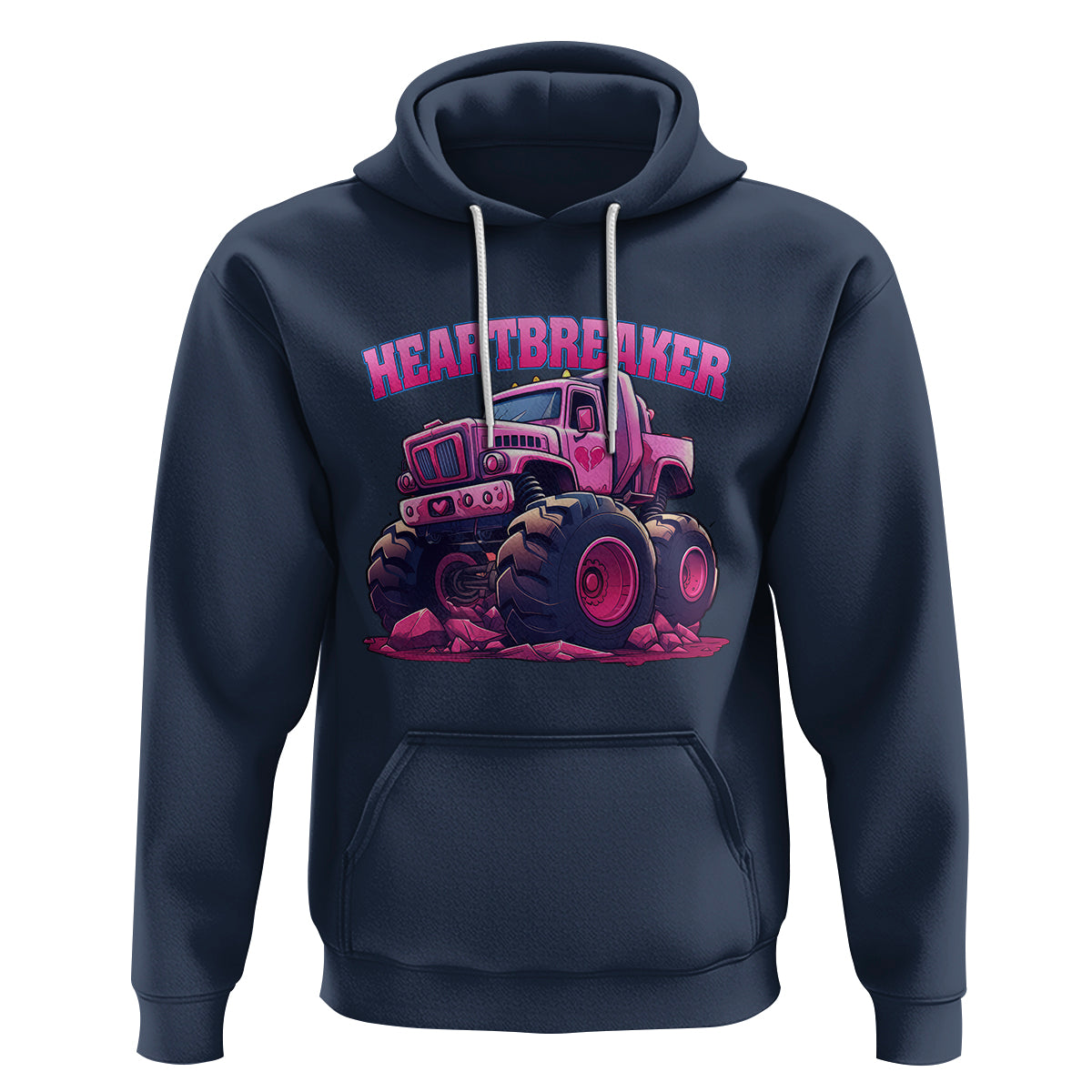 Valentine's Day Hoodie Tractor Heartbreaker Monster Truck Funny - Wonder Print Shop