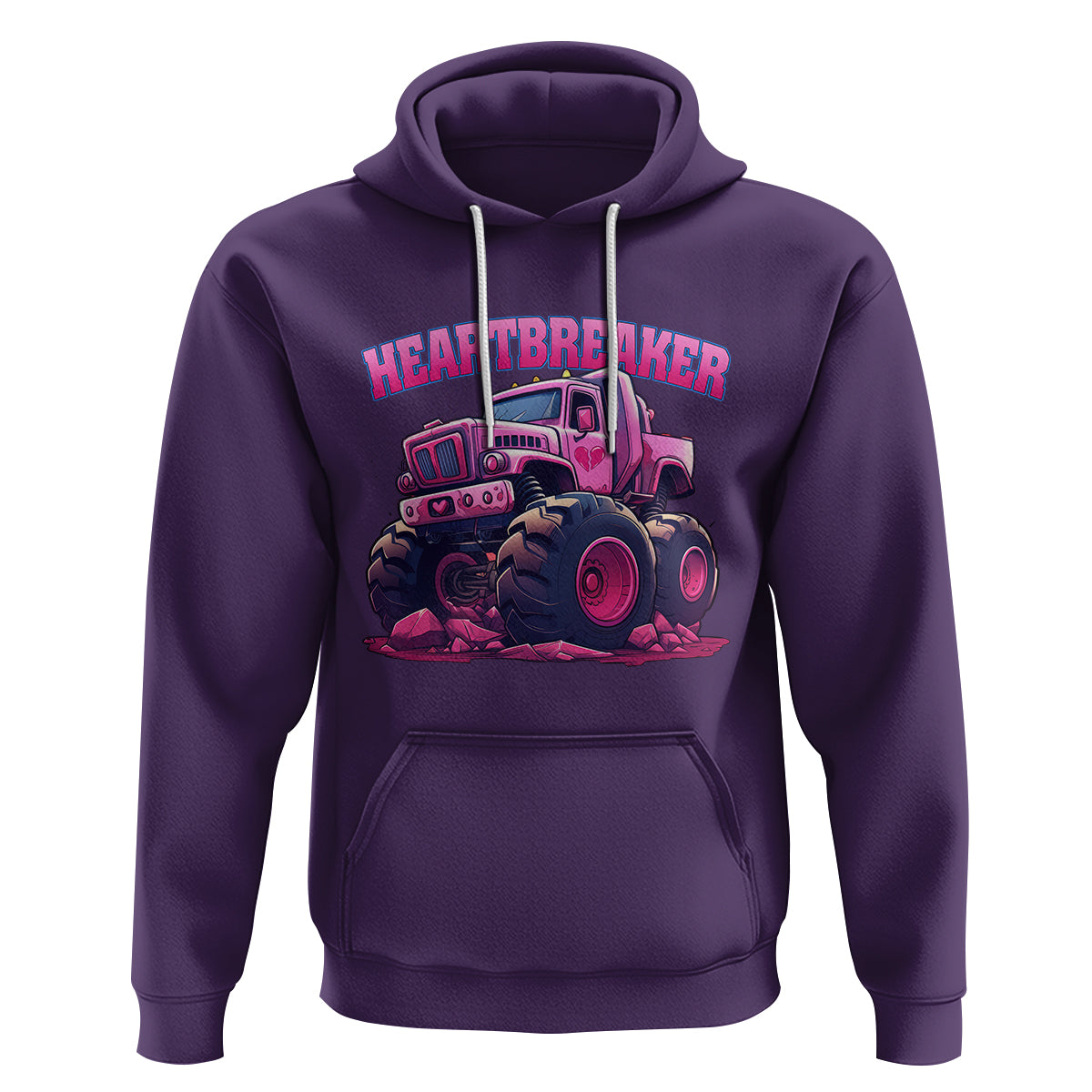 Valentine's Day Hoodie Tractor Heartbreaker Monster Truck Funny - Wonder Print Shop
