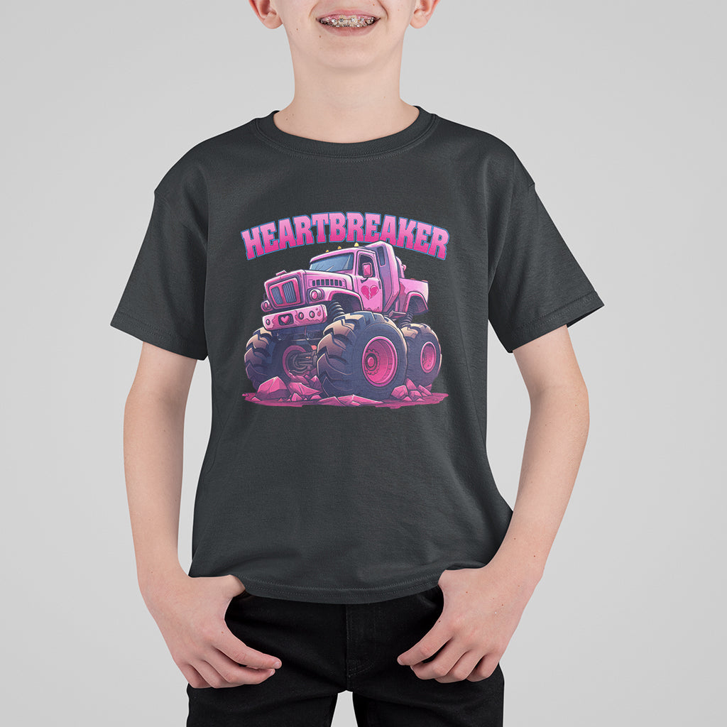 Valentine's Day T Shirt For Kid Tractor Heartbreaker Monster Truck Funny - Wonder Print Shop