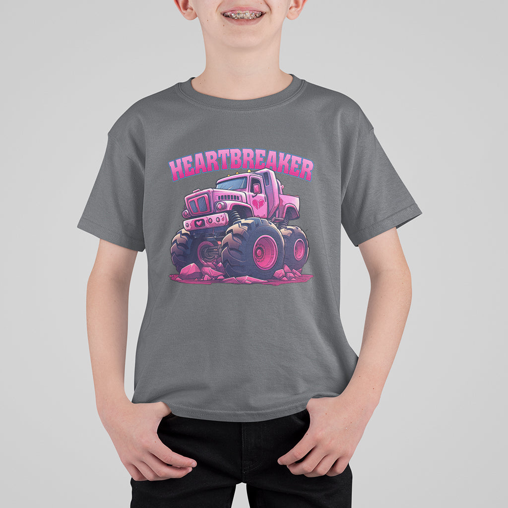 Valentine's Day T Shirt For Kid Tractor Heartbreaker Monster Truck Funny - Wonder Print Shop