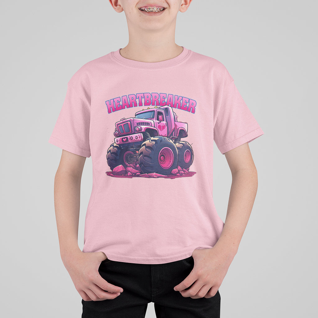Valentine's Day T Shirt For Kid Tractor Heartbreaker Monster Truck Funny - Wonder Print Shop