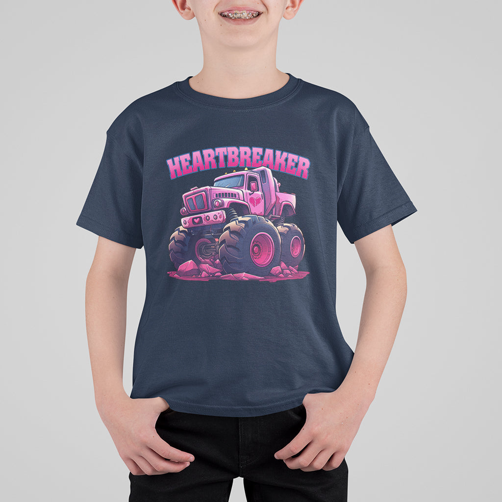 Valentine's Day T Shirt For Kid Tractor Heartbreaker Monster Truck Funny - Wonder Print Shop