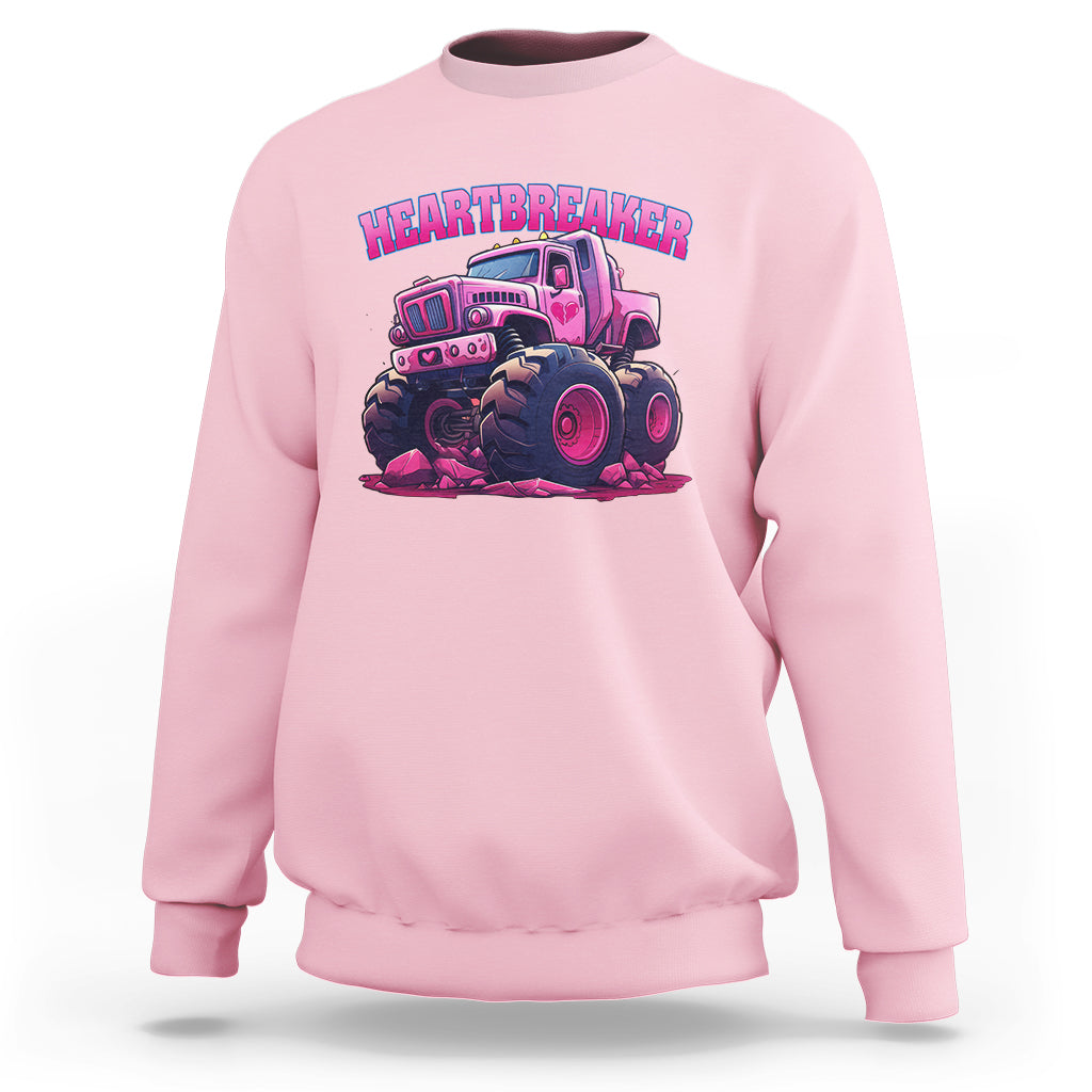 Valentine's Day Sweatshirt Tractor Heartbreaker Monster Truck Funny - Wonder Print Shop
