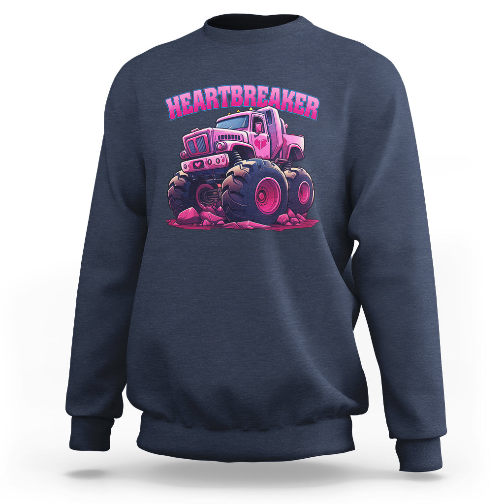 Valentine's Day Sweatshirt Tractor Heartbreaker Monster Truck Funny - Wonder Print Shop