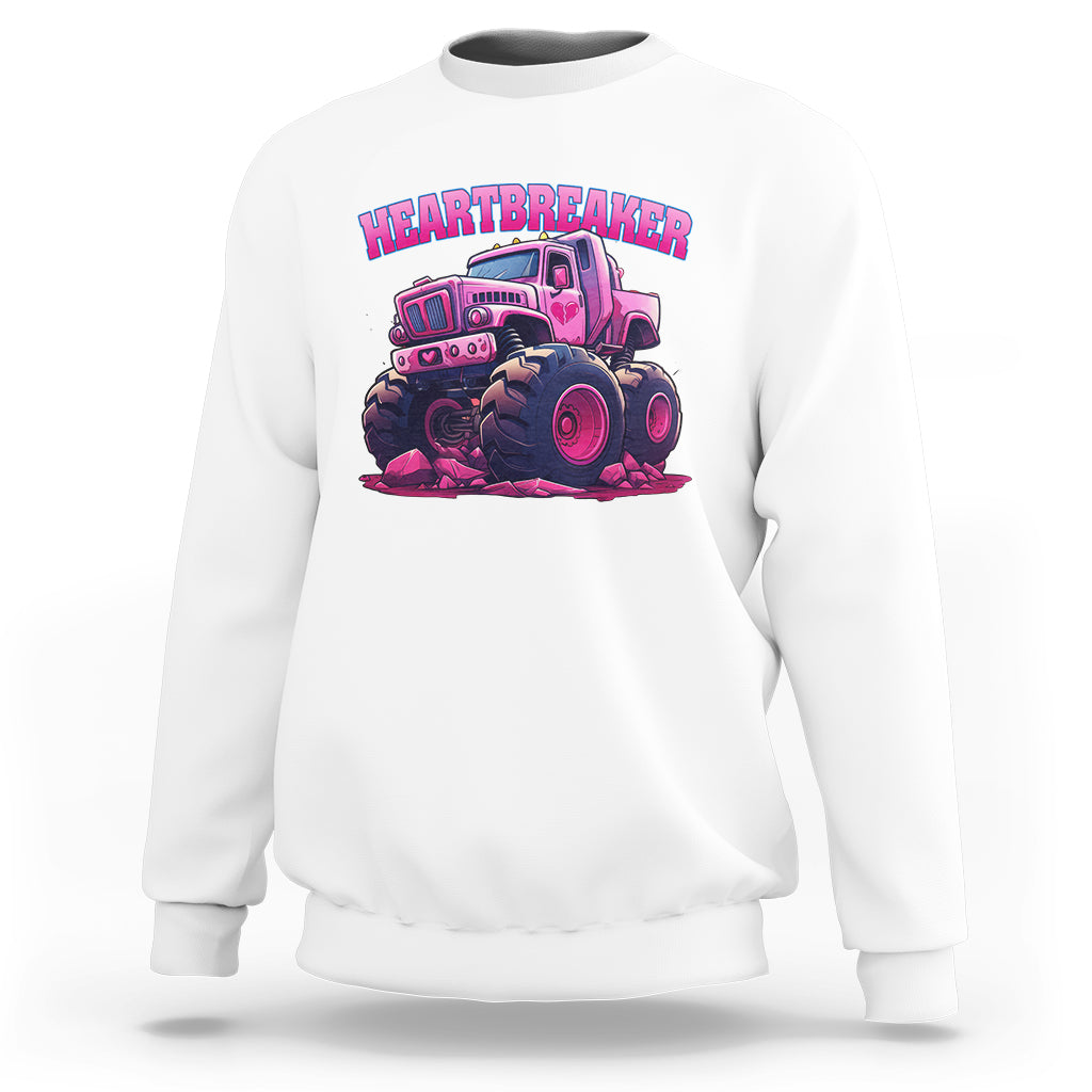Valentine's Day Sweatshirt Tractor Heartbreaker Monster Truck Funny - Wonder Print Shop