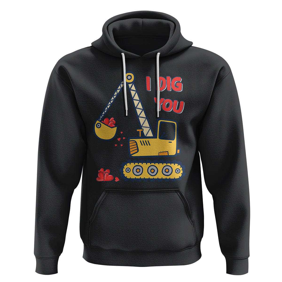 Valentine's Day Hoodie I Dig You Construction Truck Heart - Wonder Print Shop