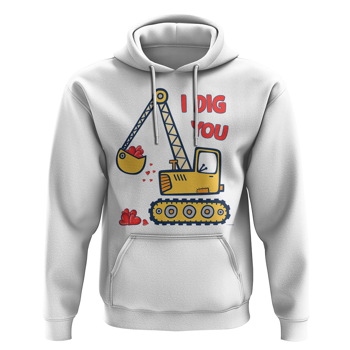 Valentine's Day Hoodie I Dig You Construction Truck Heart - Wonder Print Shop