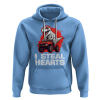 Valentine's Day Hoodie I Steal Hearts Cool Dinosaur Riding Monster Truck - Wonder Print Shop