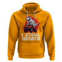 Valentine's Day Hoodie I Steal Hearts Cool Dinosaur Riding Monster Truck - Wonder Print Shop