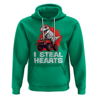 Valentine's Day Hoodie I Steal Hearts Cool Dinosaur Riding Monster Truck - Wonder Print Shop