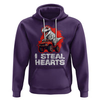 Valentine's Day Hoodie I Steal Hearts Cool Dinosaur Riding Monster Truck - Wonder Print Shop