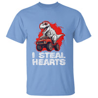 Valentine's Day T Shirt I Steal Hearts Cool Dinosaur Riding Monster Truck - Wonder Print Shop