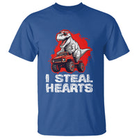 Valentine's Day T Shirt I Steal Hearts Cool Dinosaur Riding Monster Truck - Wonder Print Shop