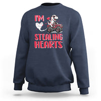 Valentine's Day Sweatshirt I Steal Hearts Cute Dinosaur Riding Monster Truck - Wonder Print Shop