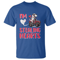 Valentine's Day T Shirt I Steal Hearts Cute Dinosaur Riding Monster Truck - Wonder Print Shop