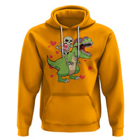 Valentine's Day Hoodie Skeleton Riding Dinosaur Rose Bouquet - Wonder Print Shop