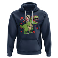Valentine's Day Hoodie Skeleton Riding Dinosaur Rose Bouquet - Wonder Print Shop