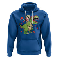 Valentine's Day Hoodie Skeleton Riding Dinosaur Rose Bouquet - Wonder Print Shop