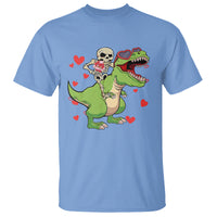 Valentine's Day T Shirt Skeleton Riding Dinosaur Rose Bouquet - Wonder Print Shop