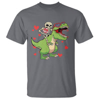 Valentine's Day T Shirt Skeleton Riding Dinosaur Rose Bouquet - Wonder Print Shop