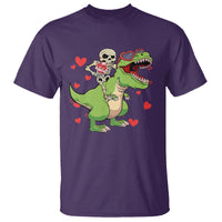 Valentine's Day T Shirt Skeleton Riding Dinosaur Rose Bouquet - Wonder Print Shop