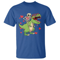 Valentine's Day T Shirt Skeleton Riding Dinosaur Rose Bouquet - Wonder Print Shop