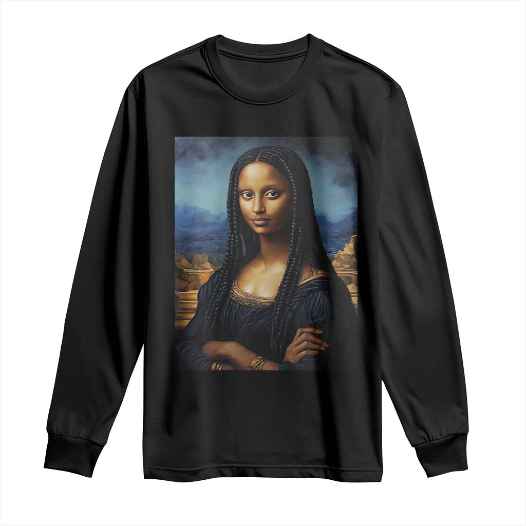 Black Women Pride Long Sleeve Shirt Melanin Mona Lisa Afro Queen Aesthetic Black History