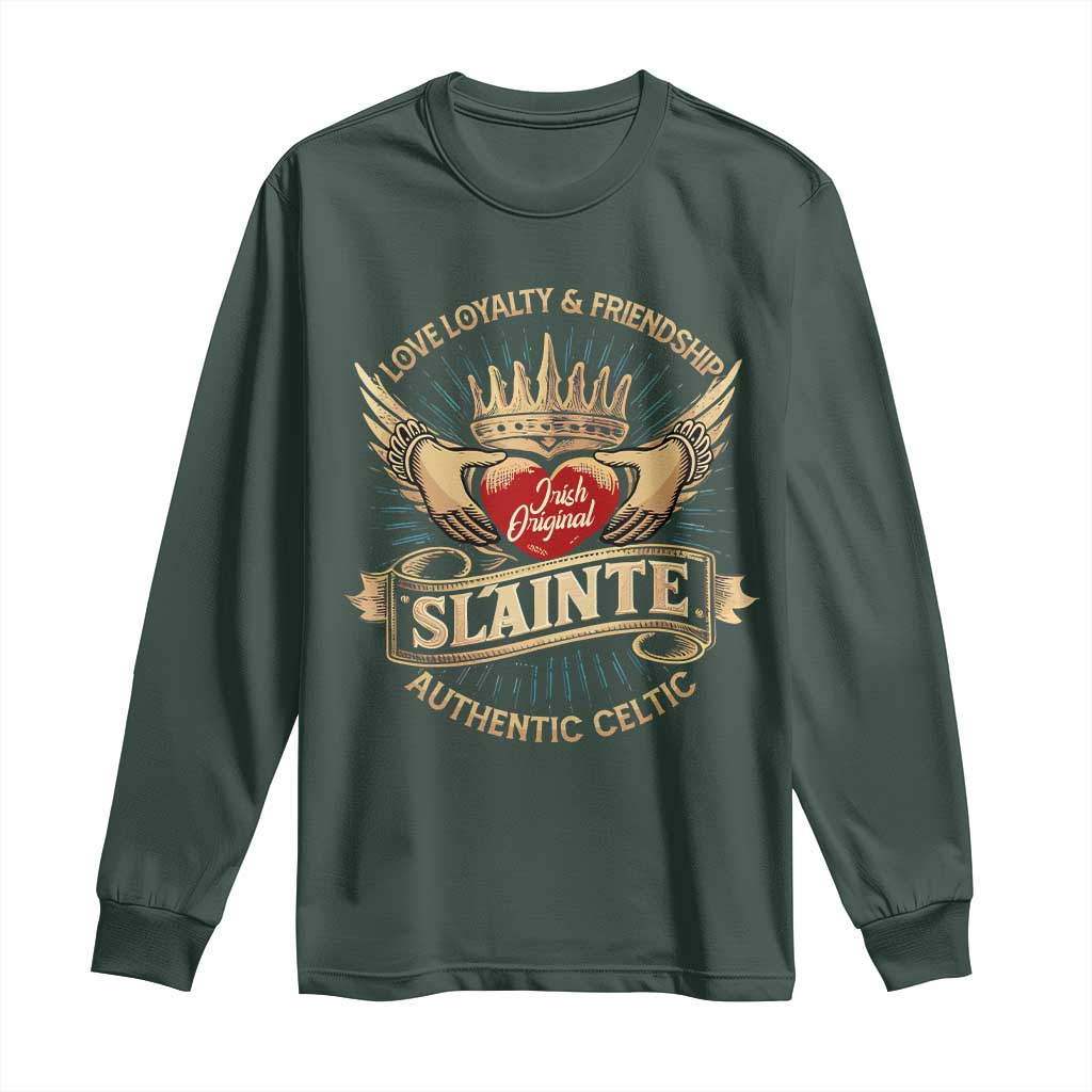 Celtic Claddagh Long Sleeve Shirt Love Loyalty Friendship Slainte