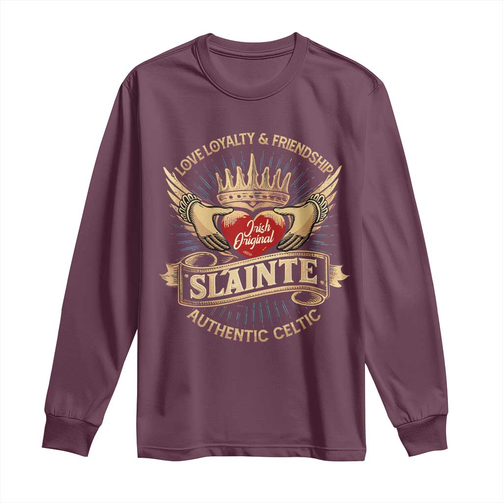 Celtic Claddagh Long Sleeve Shirt Love Loyalty Friendship Slainte