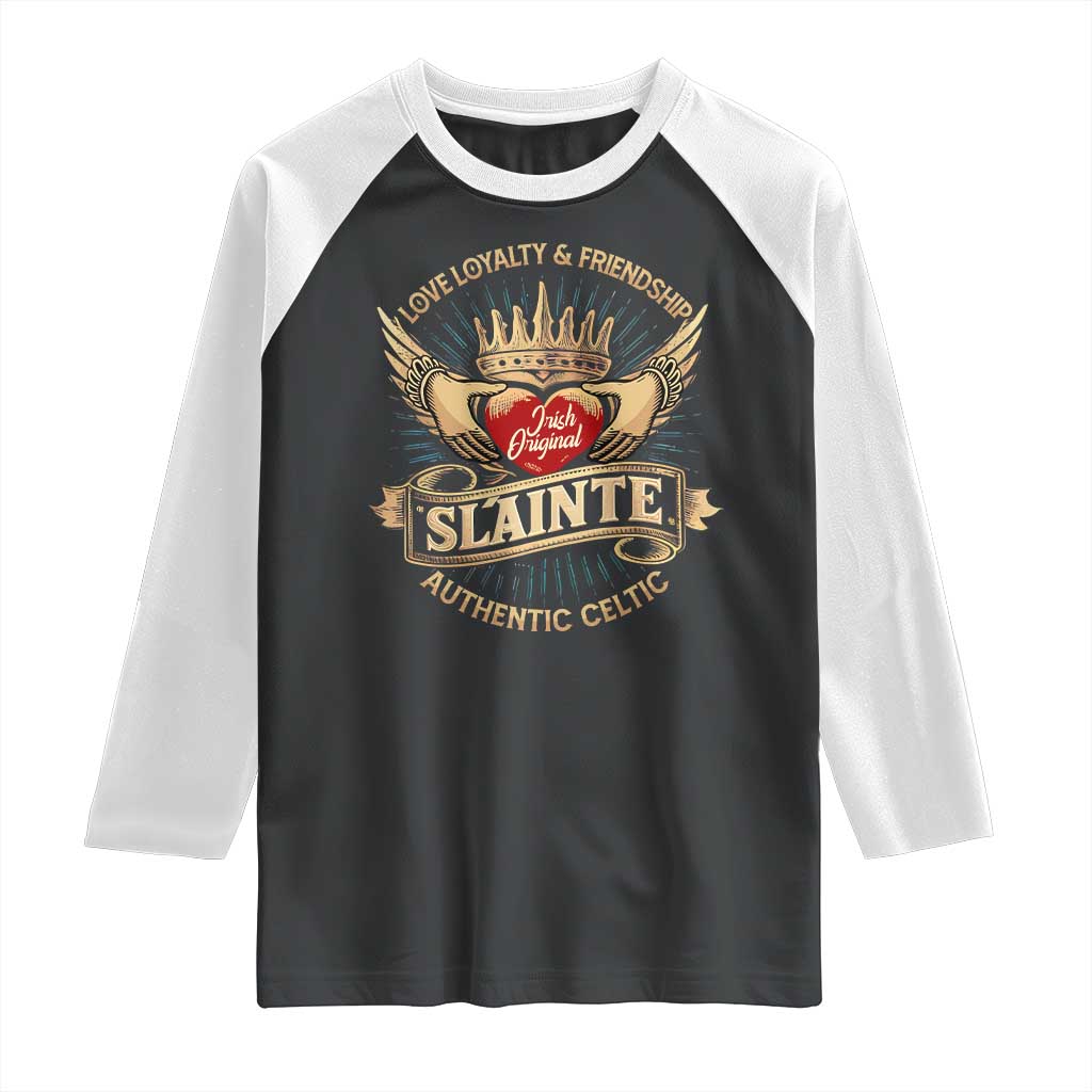Celtic Claddagh Raglan Shirt Love Loyalty Friendship Slainte