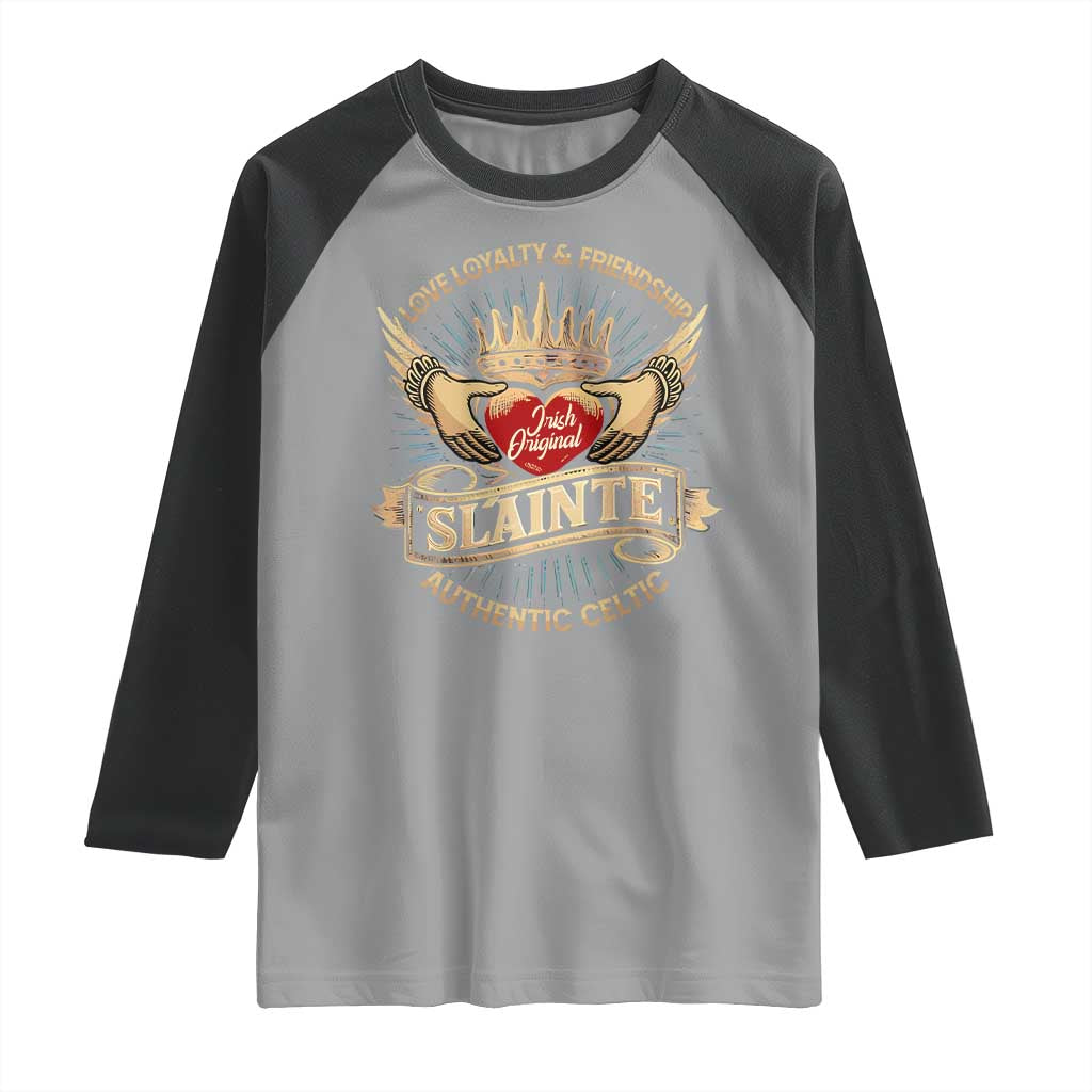 Celtic Claddagh Raglan Shirt Love Loyalty Friendship Slainte