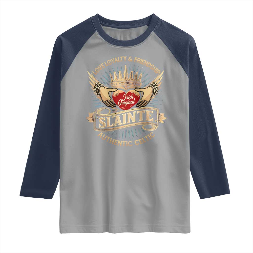 Celtic Claddagh Raglan Shirt Love Loyalty Friendship Slainte
