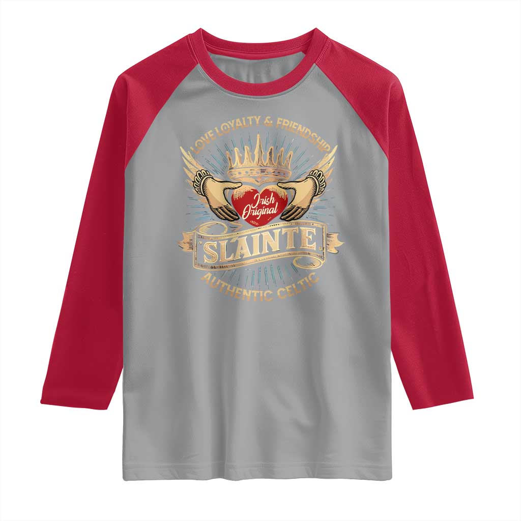 Celtic Claddagh Raglan Shirt Love Loyalty Friendship Slainte