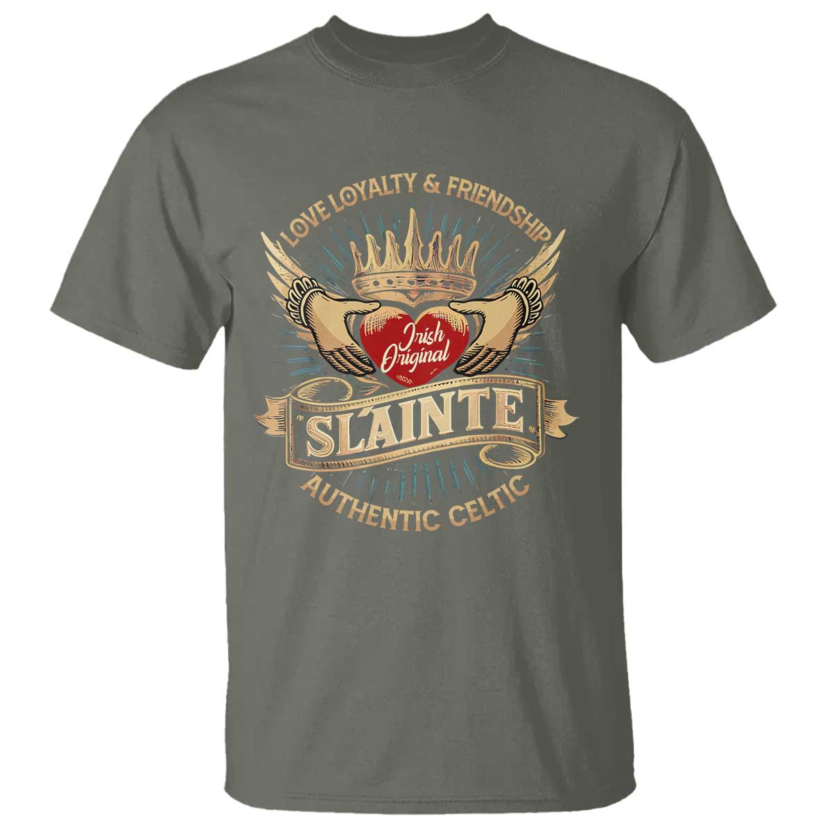 Celtic Claddagh T Shirt Love Loyalty Friendship Slainte