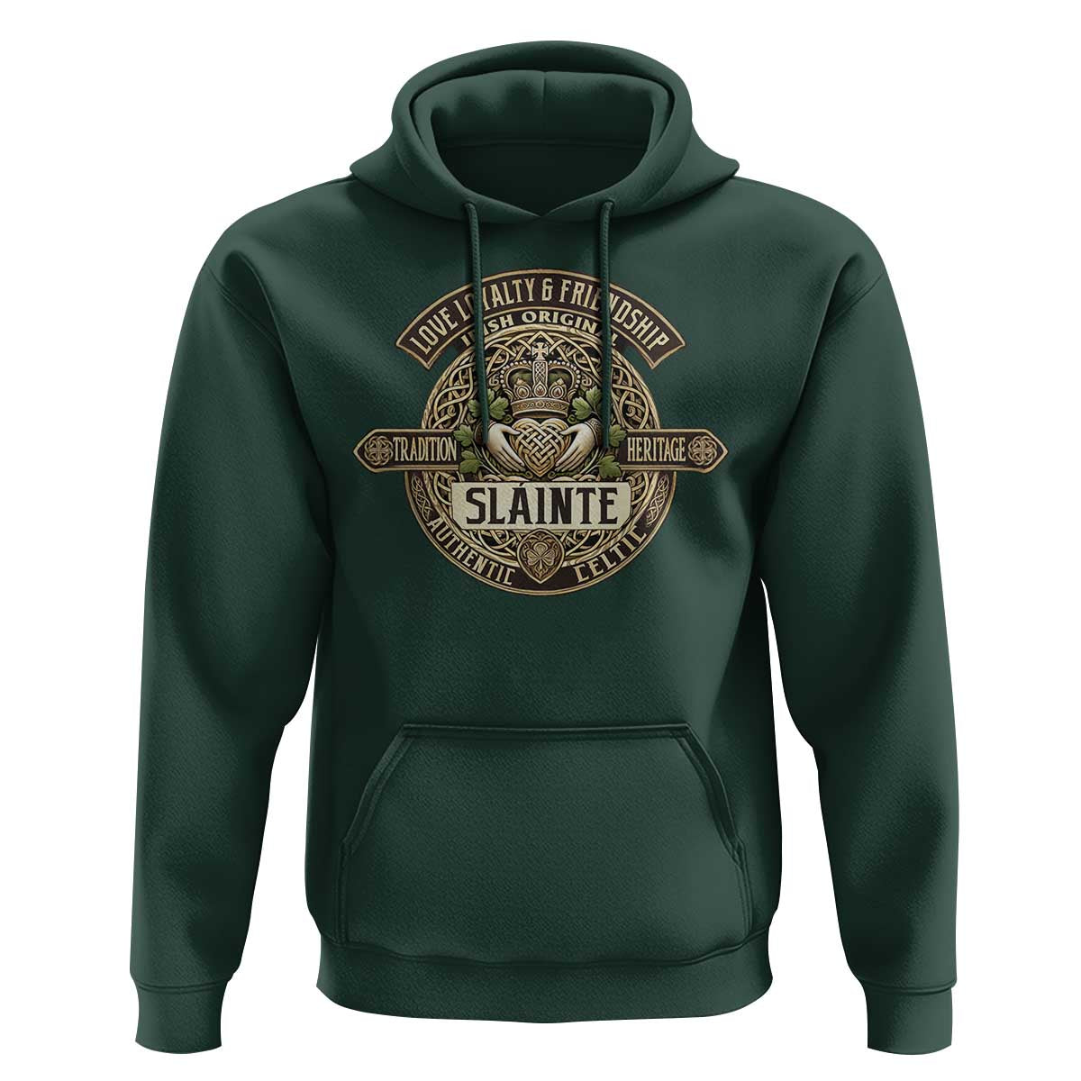 Celtic Claddagh Hoodie Slainte Love Loyalty Friendship Vintage