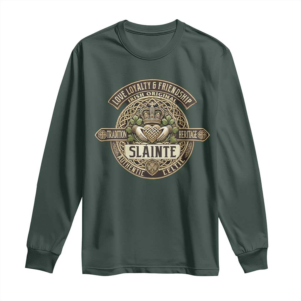 Celtic Claddagh Long Sleeve Shirt Slainte Love Loyalty Friendship Vintage