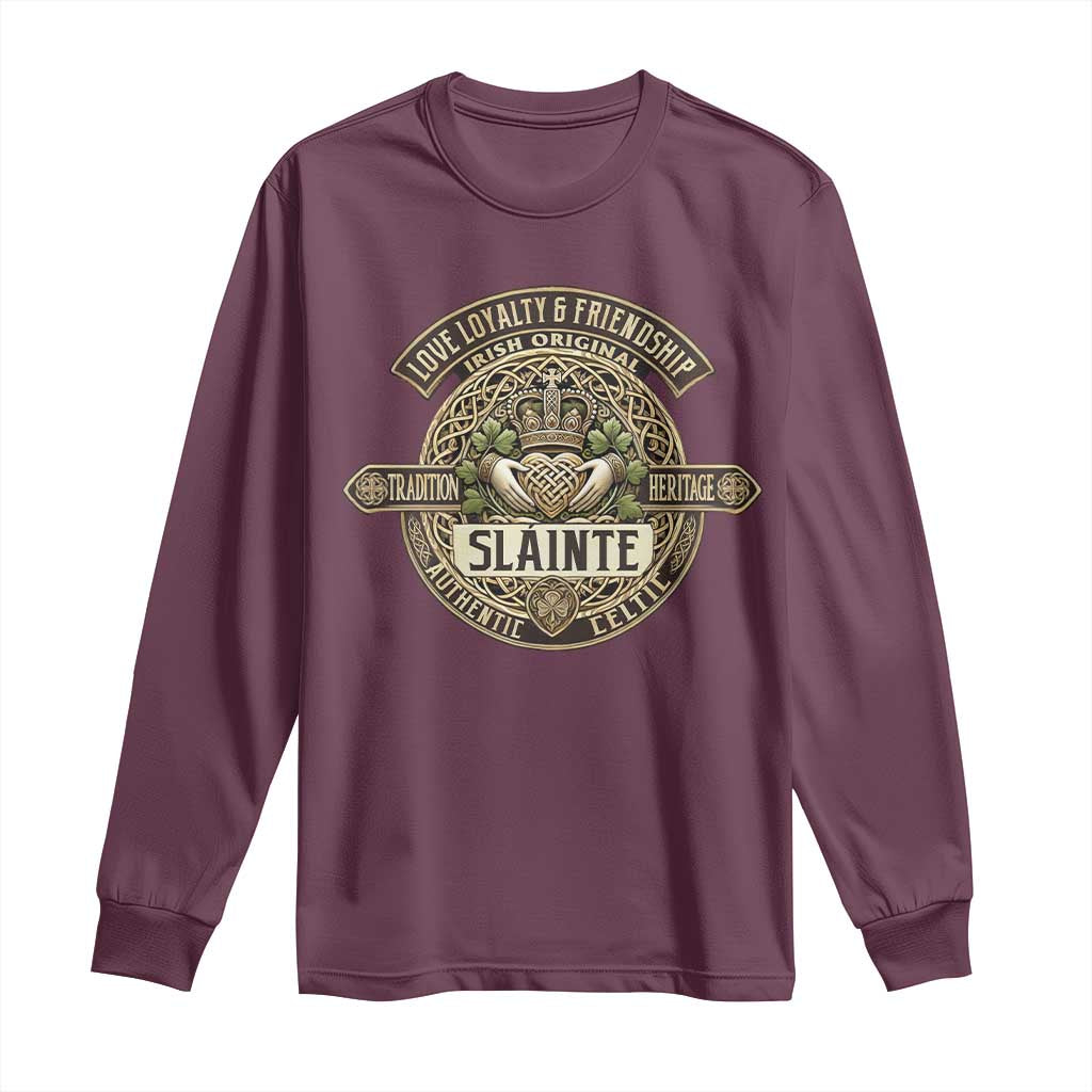 Celtic Claddagh Long Sleeve Shirt Slainte Love Loyalty Friendship Vintage