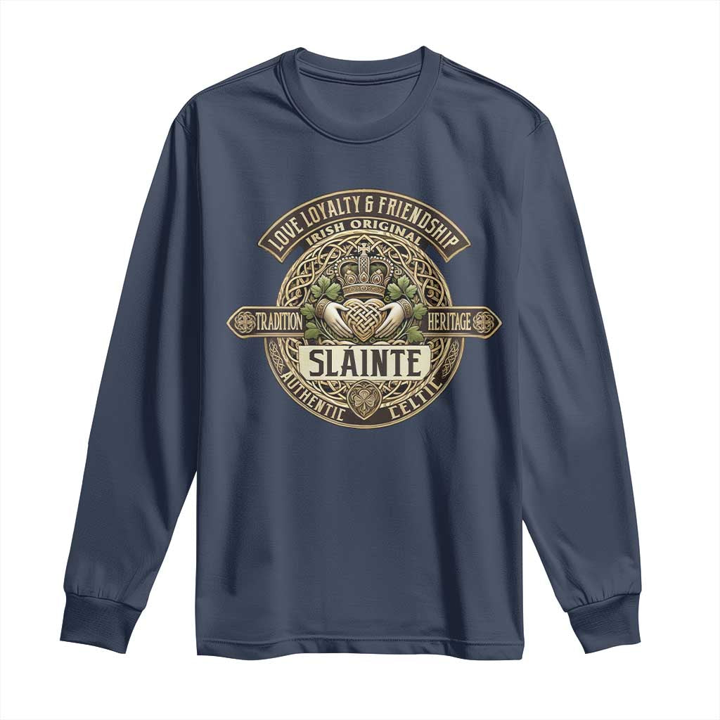 Celtic Claddagh Long Sleeve Shirt Slainte Love Loyalty Friendship Vintage