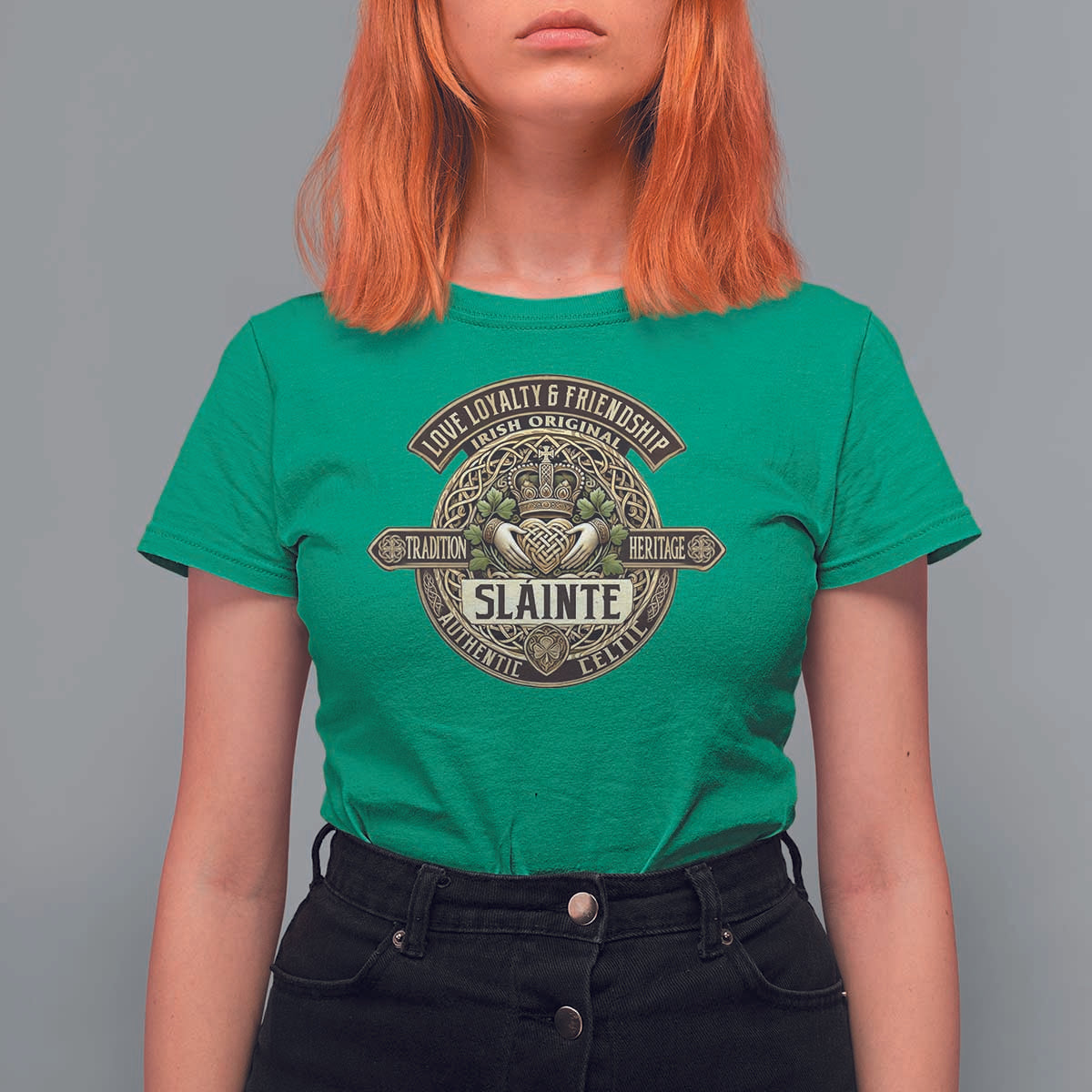 Celtic Claddagh T Shirt For Women Slainte Love Loyalty Friendship Vintage