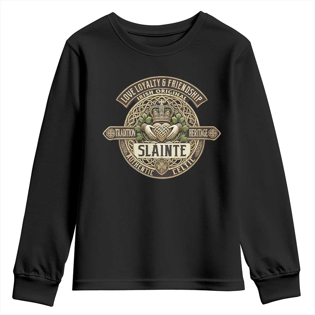 Celtic Claddagh Youth Sweatshirt Slainte Love Loyalty Friendship Vintage