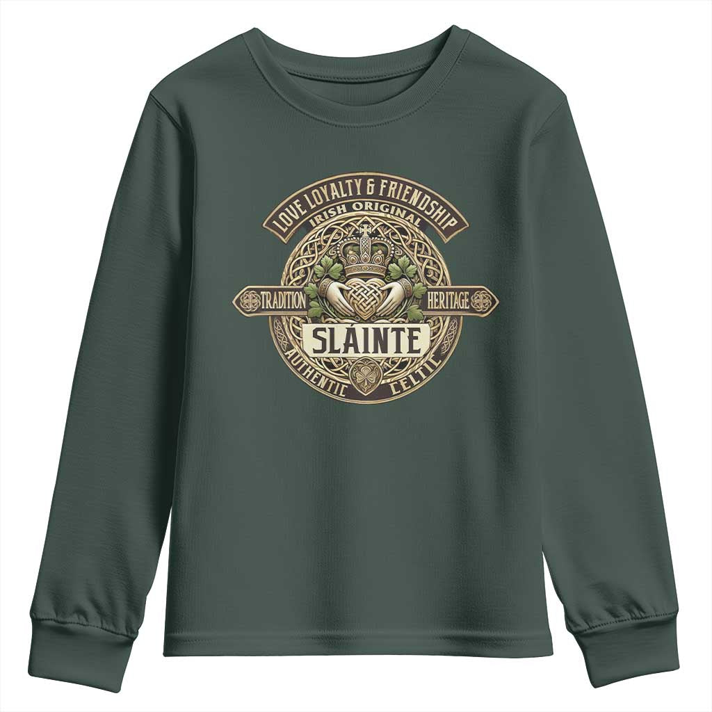 Celtic Claddagh Youth Sweatshirt Slainte Love Loyalty Friendship Vintage