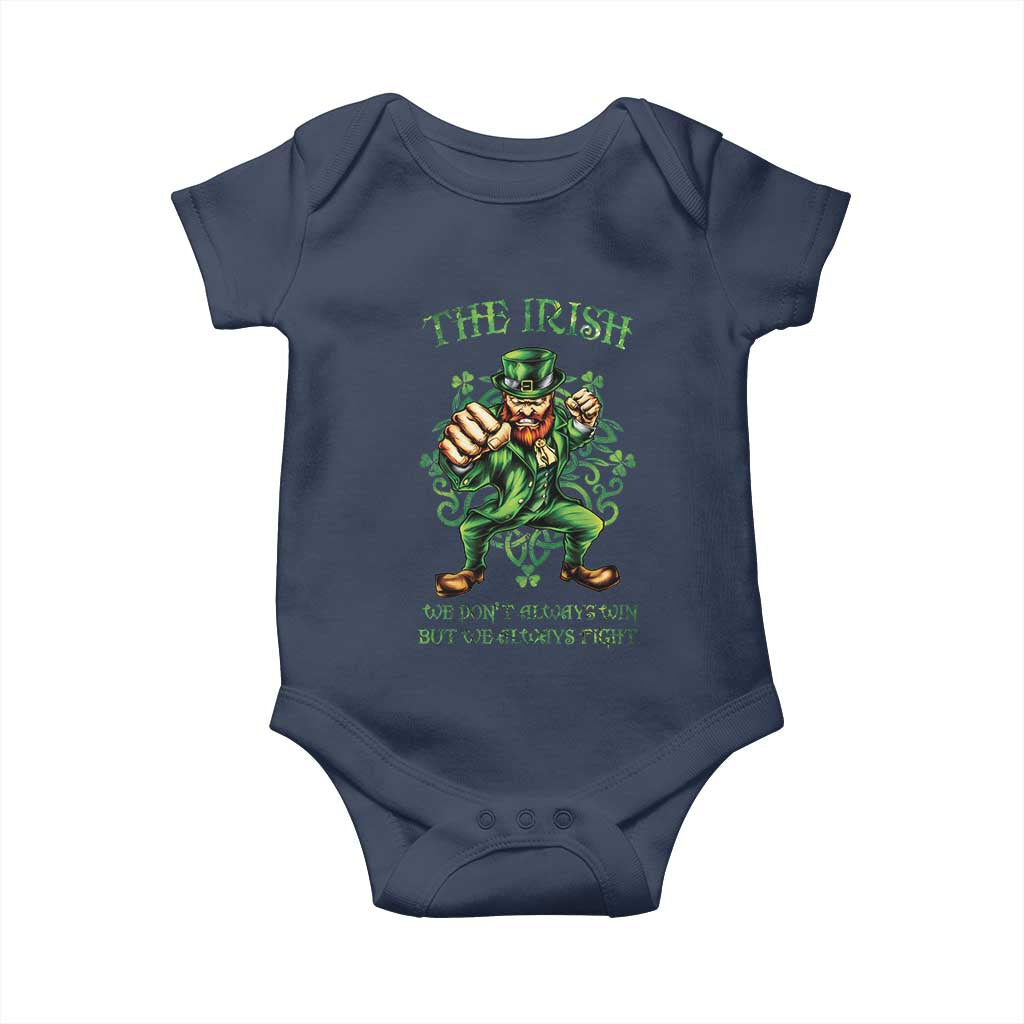 Irish Pride Baby Onesie We Don't Always Win But We Always Fight Funny Leprechaun