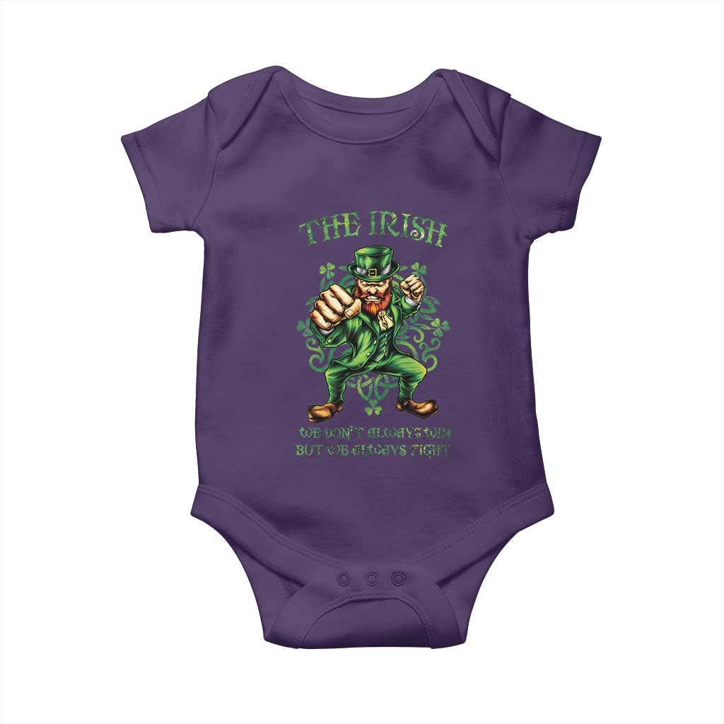 Irish Pride Baby Onesie We Don't Always Win But We Always Fight Funny Leprechaun