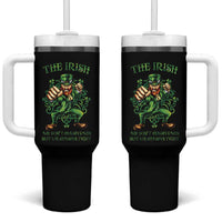 Irish Pride Tumbler With Handle We Don't Always Win But We Always Fight Funny Leprechaun